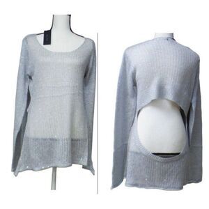 UNIQ Women’ Sequin Embellished Back Cuttout Sweater Tunic, Gray, L